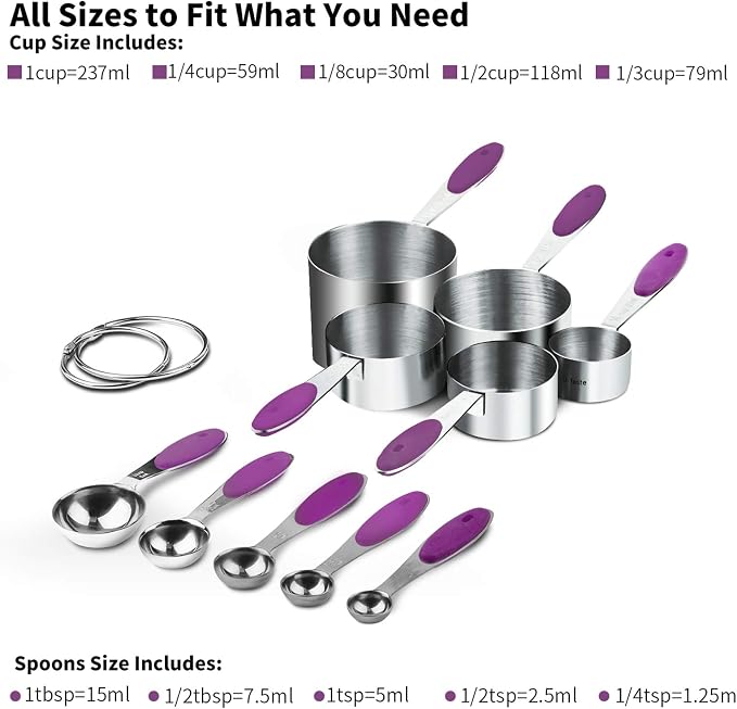 U-Taste 10 Piece Measuring Cups and Spoons Set in 18/8 Stainless Steel - Image 2