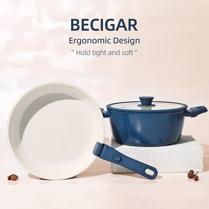 BECIGAR 23pcs Ceramic Pots and Pans Set, Nonstick Detachable Handle Cookware - Image 4