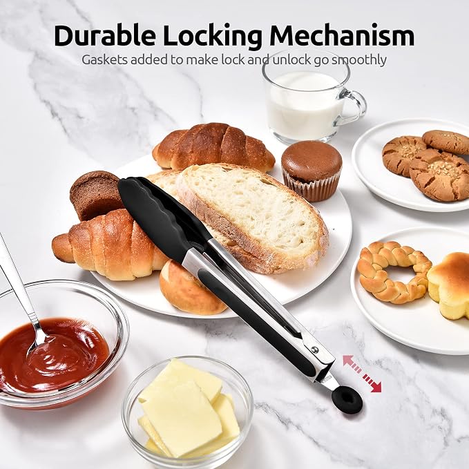 600ºF Heat Resistant Kitchen Tongs: U-Taste 9 inch Silicone Cooking Tong - Image 7