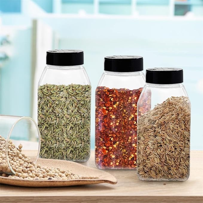 ROYALHOUSE 6 PACK 32 Oz with Black Cap, Plastic Spice Jars Bottles Containers - Image 5