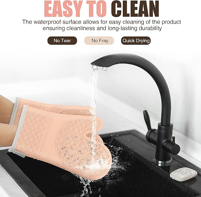 Silicone Oven Mitts, Heat Resistant 2PCS Oven Mitts - Image 5