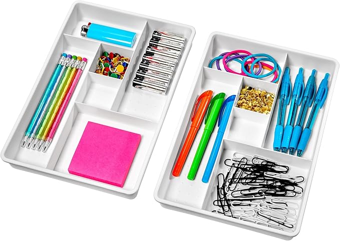 Madesmart Set of 2 Plastic 6-Compartment Drawer Organizer Gadget Trays - Image 4