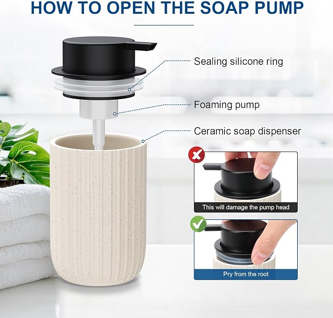 Ceramic Foaming Soap Dispenser, 12 oz Bathroom Foam Hand Soap Dispenser - Image 3