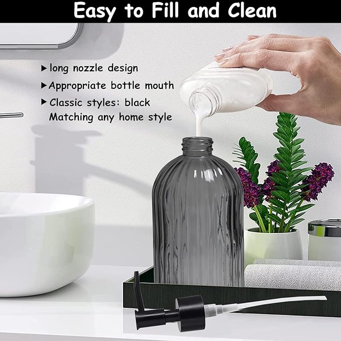 Gray Glass Soap Dispenser Set - Image 3