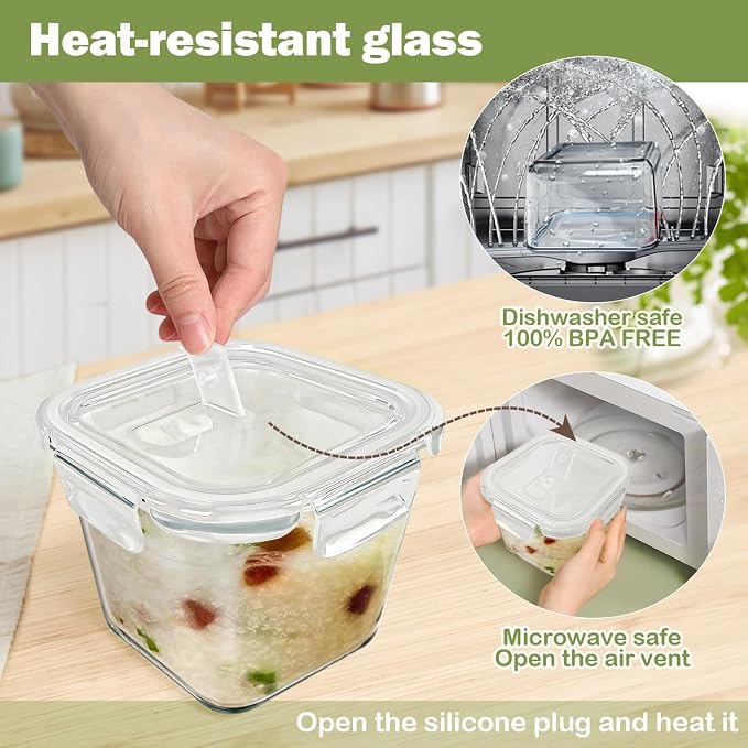 Soup Containers with Lids Glass 32 oz, 4 Cup Borosilicate Glass Food Storage - Image 5