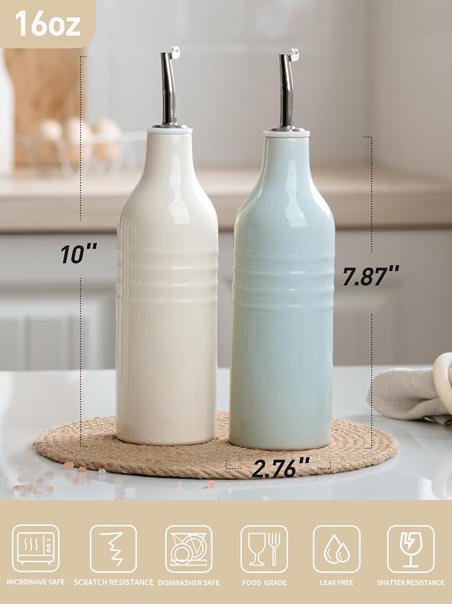 famiware Jupiter 16oz Ceramic Olive Oil Dispenser Bottle, Oil and Vinegar - Image 4