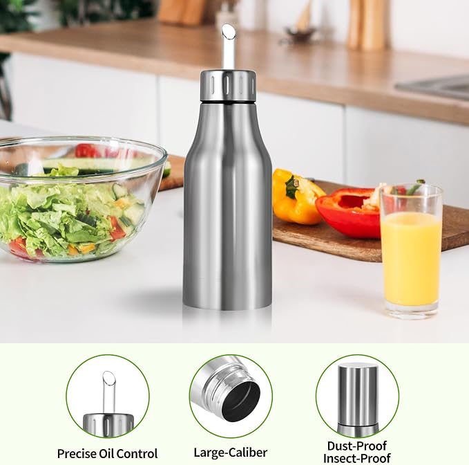 Stainless Steel Oil Dispenser Bottle - 750ML Leak-Proof Oil Container - Image 2