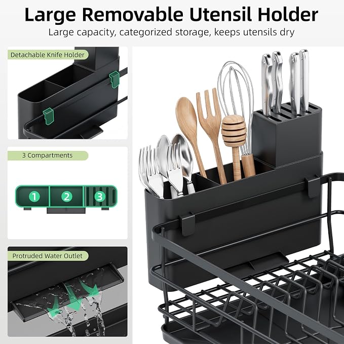 TOOLF Extendable Dish Drying Rack, Large Expandable Dish Drainer, Dryer Rack - Image 6