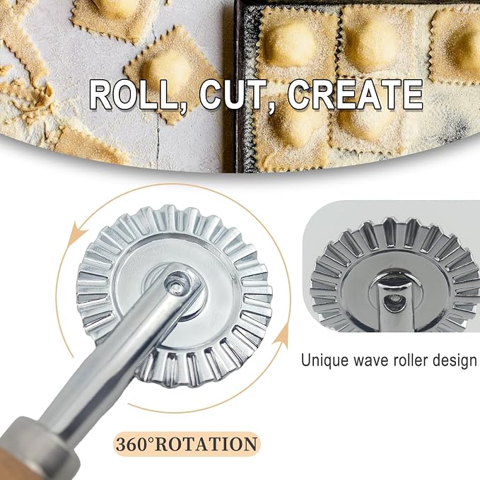 Fluted Pastry Wheel Cutter, 1.5 Inch Pasta Cutter Wheel - Image 2