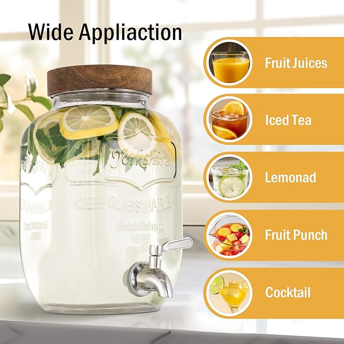 mustry Glass Drink Dispenser for Parties, 1 Gallon Beverage Dispenser - Image 4