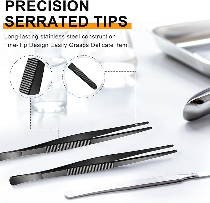Yaomiao 4 Packs 12 Inch Bar Tweezers Black Cocktail Tongs Long Garnish Tweezers - Image 5