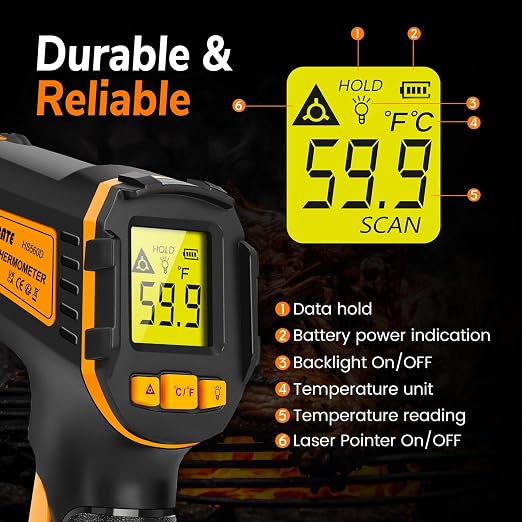 Infrared Thermometer Digital Temperature Gun Laser Meat Thermometer - Image 7