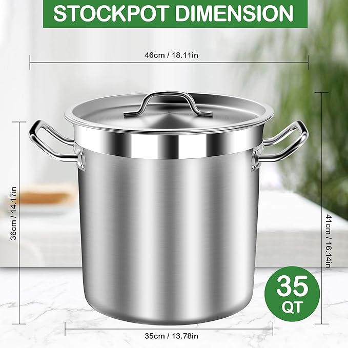 STOCKPOT 35 Quart Commercial Grade Large Stock Pot - Image 5