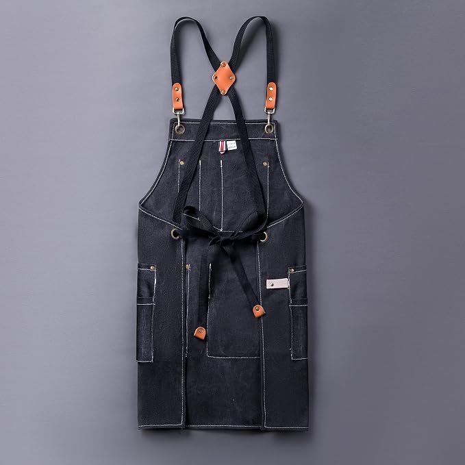 Aoomzoon Canvas Aprons for Men Chef Apron, Work Apron - 16oz Heavy Duty Cross - Image 6