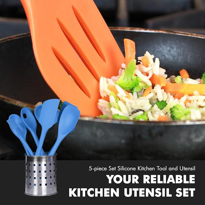 Chef Craft 42075 5 Piece Silicone Kitchen Tool and Utensil Set - Image 5