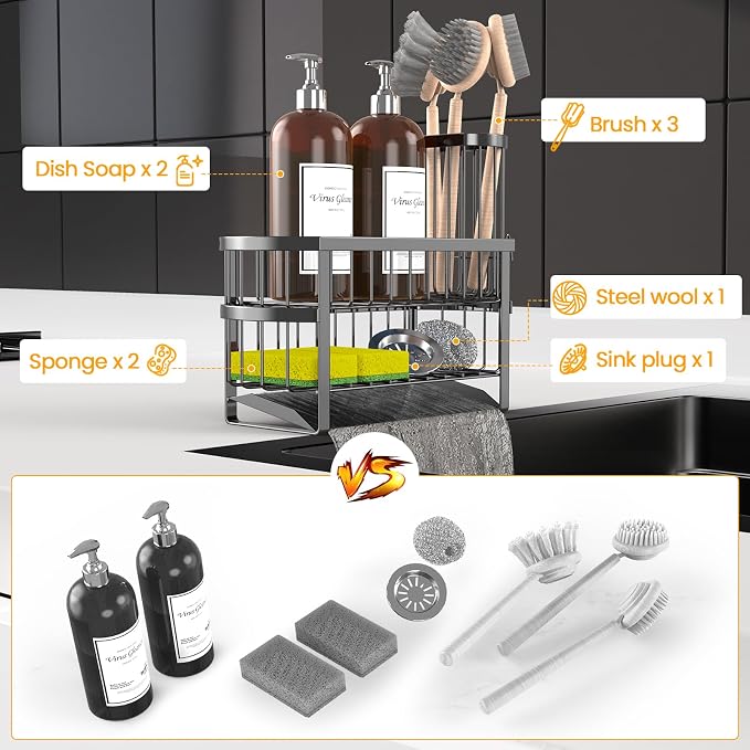 Kitchen Sink Organizer Caddy, 2 Tier Sink Caddy Organizer - Image 4