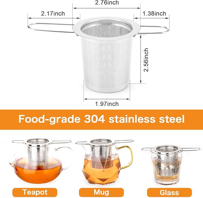 Tea Infuser, Evmliy Stainless Steel Tea Strainer Sitting in Mugs, Tea Infusers - Image 2