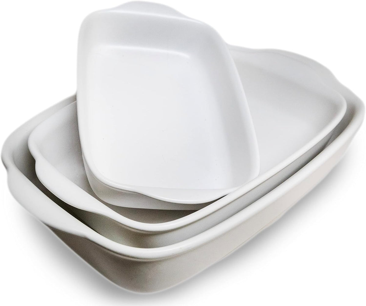 Saffron & Sage Casserole Dish Set of 3 - Baking Dishes for Oven