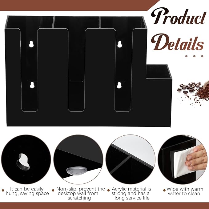 Cunhill 4 Compartments Acrylic Coffee Cup and Lid Storage Organizer Holder - Image 3