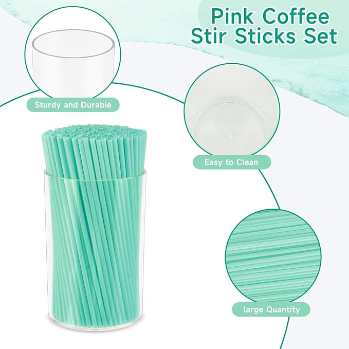 500 Pcs Blue Aqua Coffee Stir Sticks Set Mint Blue Cocktail Straws Coffee - Image 3