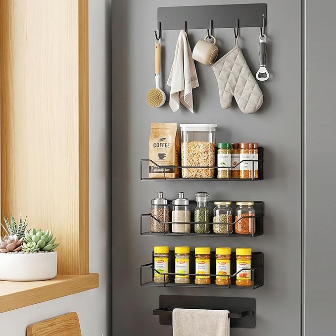 Magnetic Spice Rack for Refrigerator, 5 Pack Magnetic Fridge Organizer Shelves by Unknown