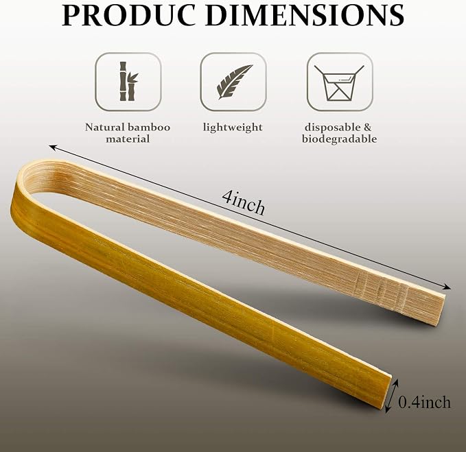 Patelai 180 Pieces Mini Bamboo Tongs Long Toast Tongs Disposable Wooden Cooking - Image 3