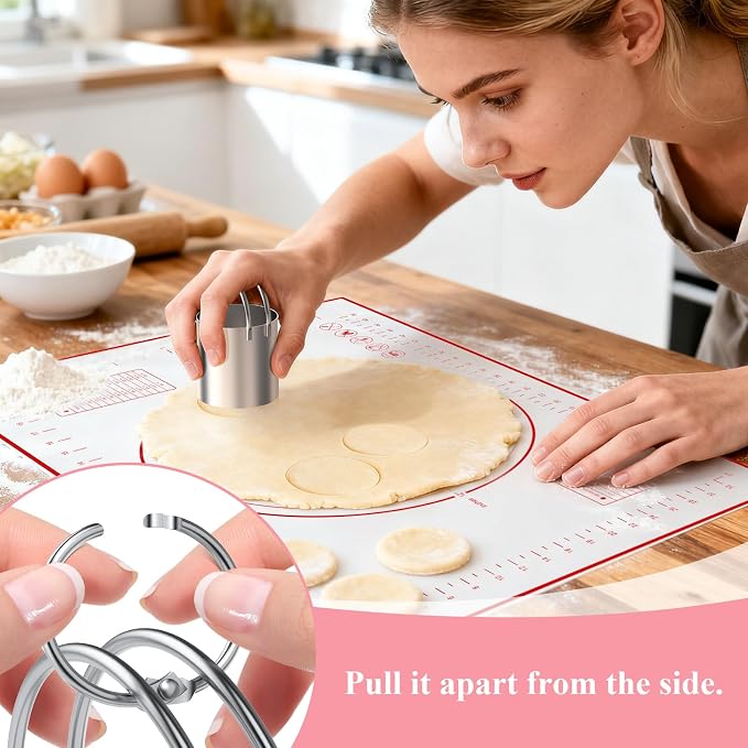 Biscuit Cutter, Silicone Pastry Dough Baking Mat Set, Baking Tools and - Image 5