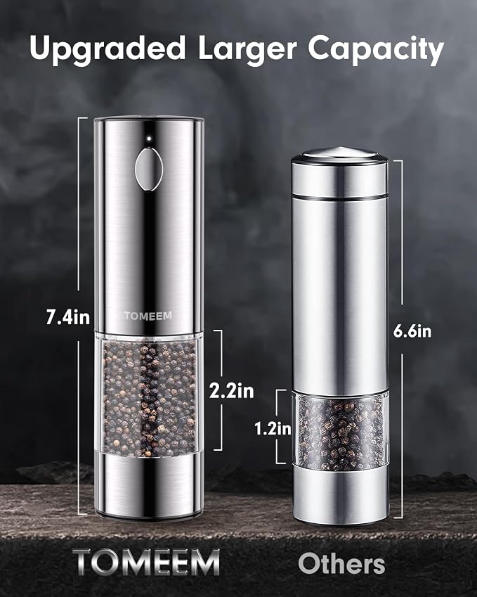 TOMEEM Upgraded Larger Capacity Electric Salt and Pepper Grinder Set - Image 6