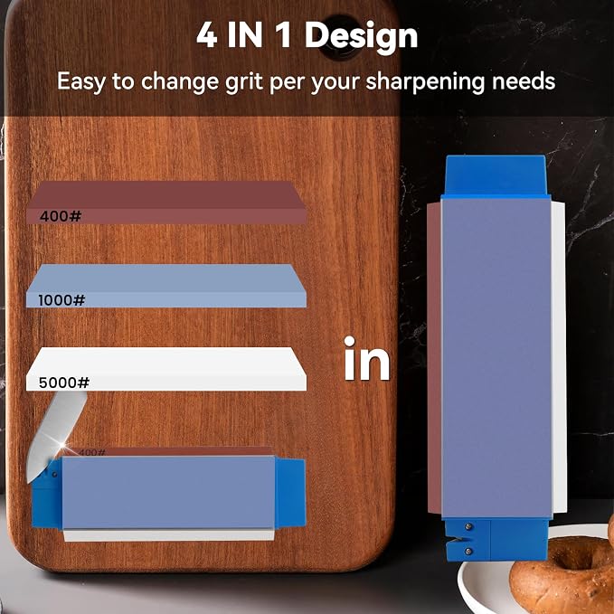 Knife Sharpening Stone, tri stone knife sharpener, 3 Sides Grit 400/1000/5000 - Image 3