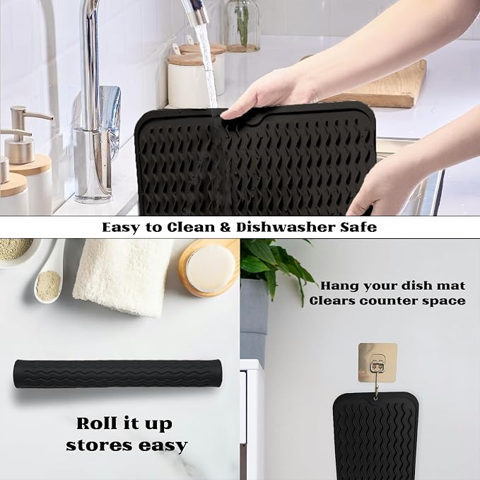 ZLR Silicone Dish Drying Mat 12" x 12" Square - Image 4