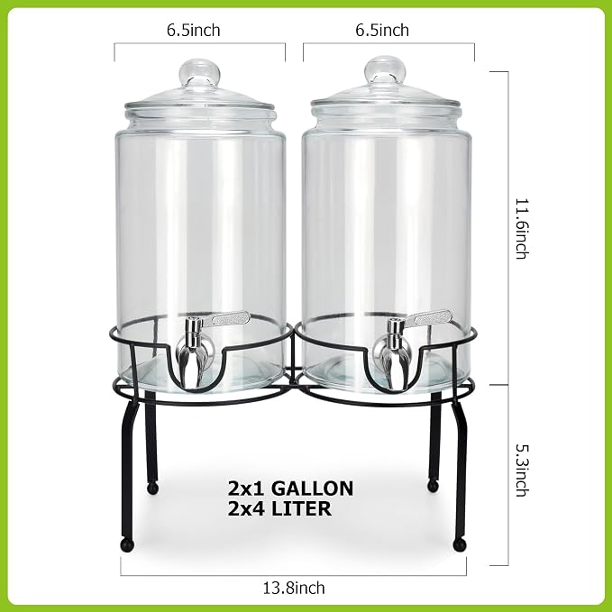 1 Gallon Beverage Dispenser 2 Pack, Stainless Steel Spigot Drink Dispenser - Image 2