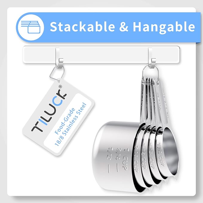TILUCK Stainless Steel Measuring Cups Set, Kitchen Gadgets - Image 3