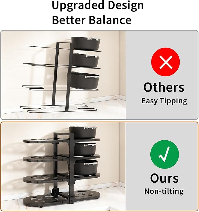 Adjustable Heavy Duty Pots and Pans Organizer Under Cabinet, 8-Tier Pot and Pan - Image 4