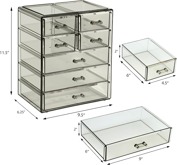Sorbus Acrylic Makeup Organizer Set, 7-Drawer Vanity & Countertop Cosmetic - Image 3