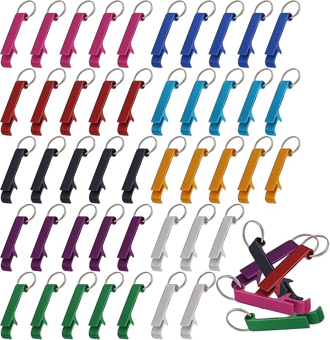 50 Pcs Bottle Openers, Soda Beverage Beer Bottle Opener Keychain, Small and by Unknown