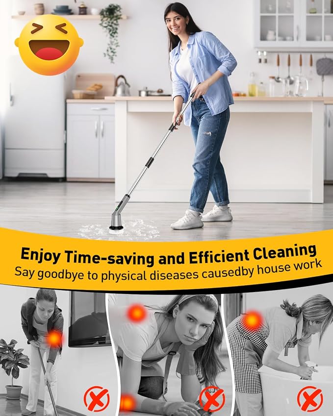 Electric Spin Scrubber for Cleaning Bathroom, Shower Scrubber Cordless Cleaning - Image 2