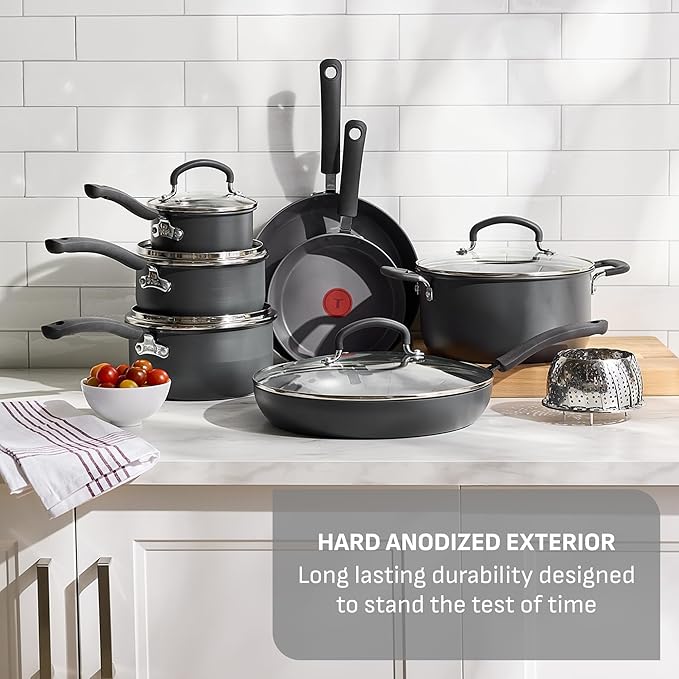 T-Fal Ultimate Hard Anodized Nonstick 13 Piece Cookware Set, Oven Safe Up to - Image 3