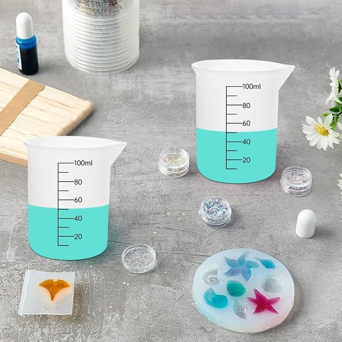 8 PCS Silicone Measuring Cups Kits, Silicone Measuring Cup, 100ml Non-Stick - Image 5
