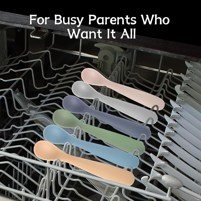 Eascrozn Silicone Baby Spoons Self Feeding 6+ Months, 6 Pack First Stage Baby - Image 6
