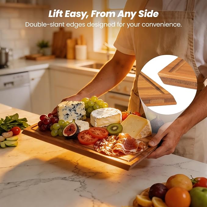 Bamboo Cutting Board Set of 3, Durable Wooden Chopping Boards - Image 6
