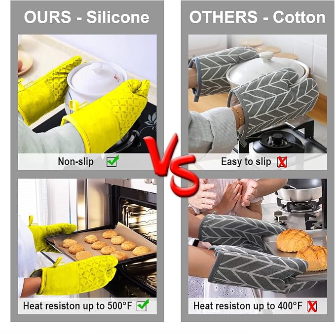 KEGOUU Oven Mitts and Pot Holders 6pcs Set, Kitchen Oven Glove High Heat - Image 5