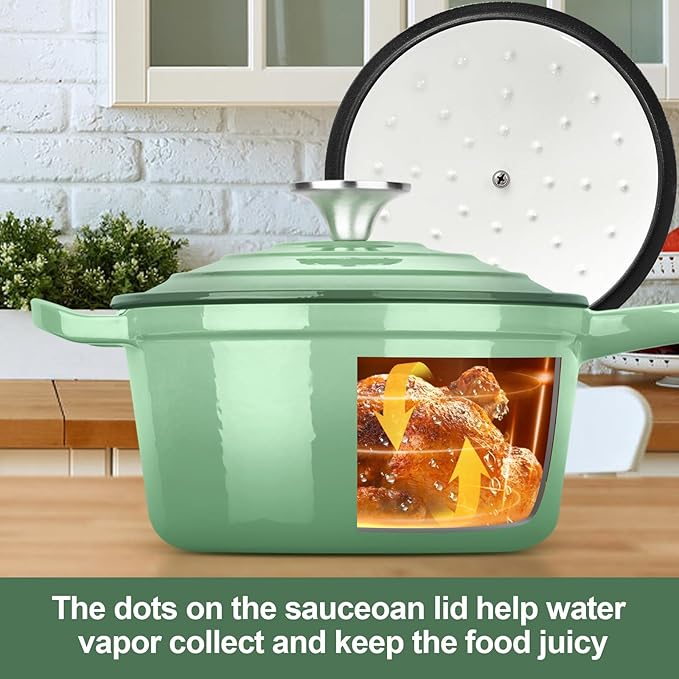 HaSteeL 2 QT Cast Iron Saucepan, Mini Enamel dutch oven - Image 5