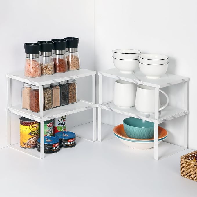 NEX Kitchen Counter Shelf, Stackable Cabinet Shelf Organizers Expandable - Image 5
