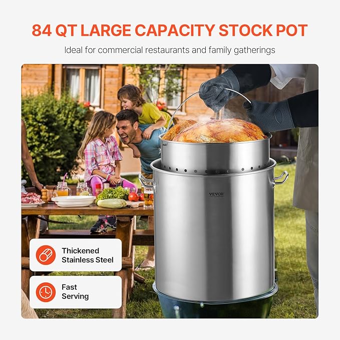 VEVOR Stainless Steel Stockpot, 100 Quart Large Cooking Pots, Cookware Sauce Pot - Image 2
