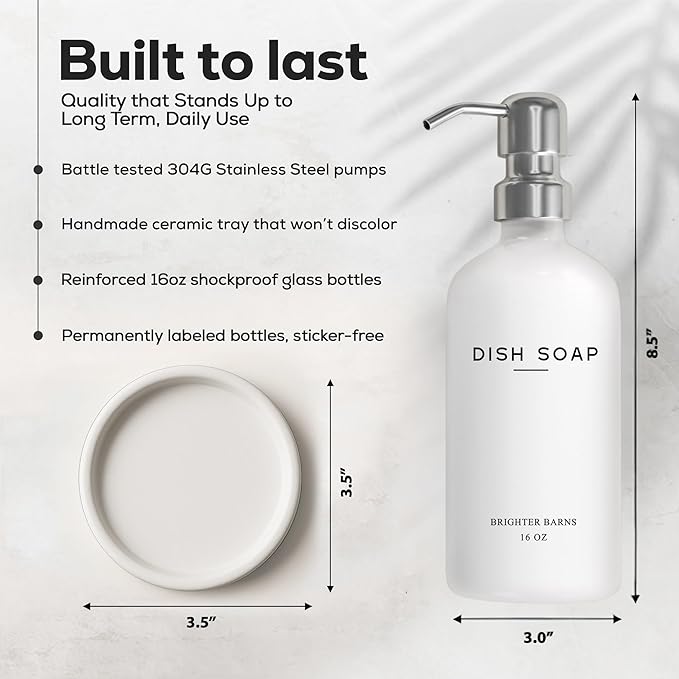 White Glass Dish Soap Dispenser - Image 3