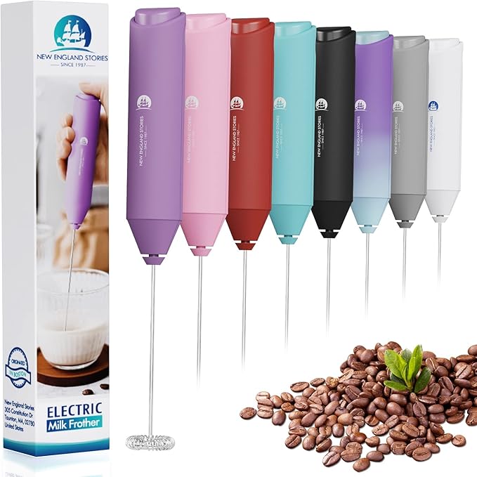 Powerful Milk Frother Handheld Foam Maker, Mini Whisk Drink Mixer by NewEnglandStories