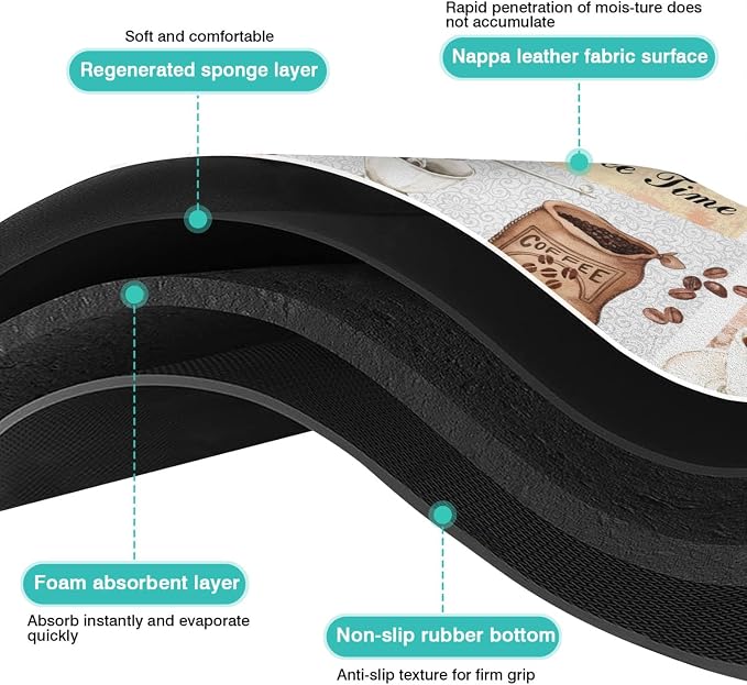 Coffee Mat 23inx15in, Absorbent Hide Stain Anti-Slip Coffee Bar Accessories - Image 6