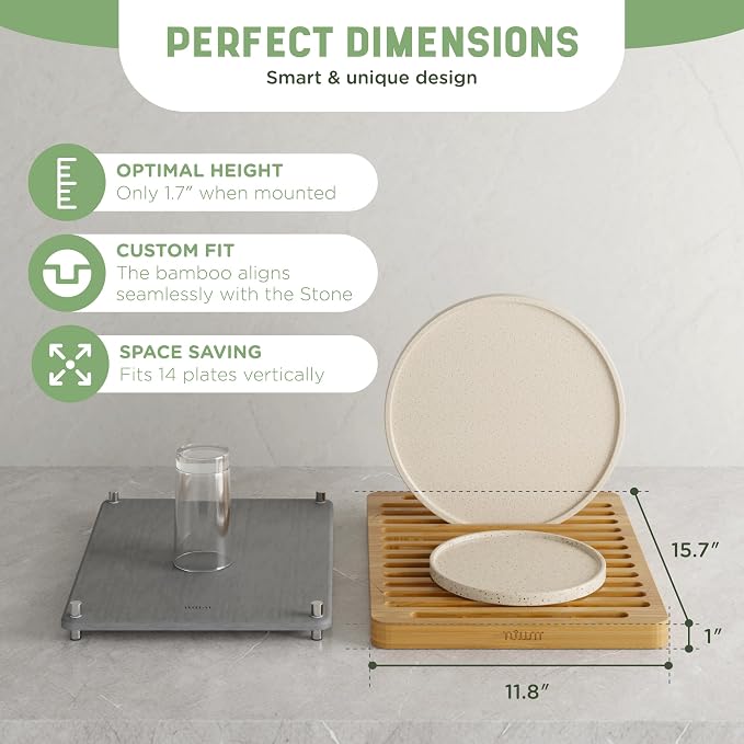 NIUM Stone Drying Mat for Kitchen Counter & Bamboo Rack - Image 4