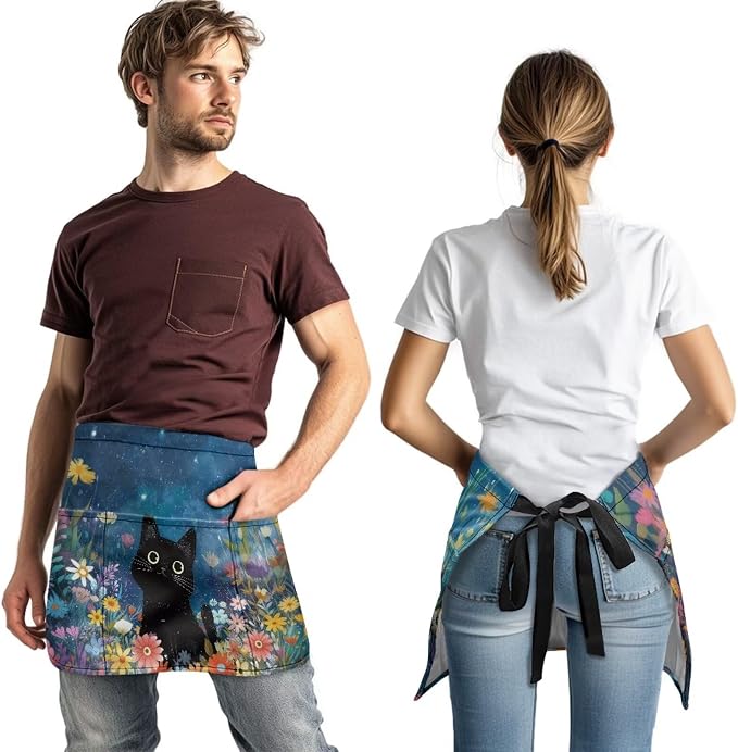 Server Apron with 3 Pockets, Waterproof Oil Waitress Waiter Half Apron - Image 3