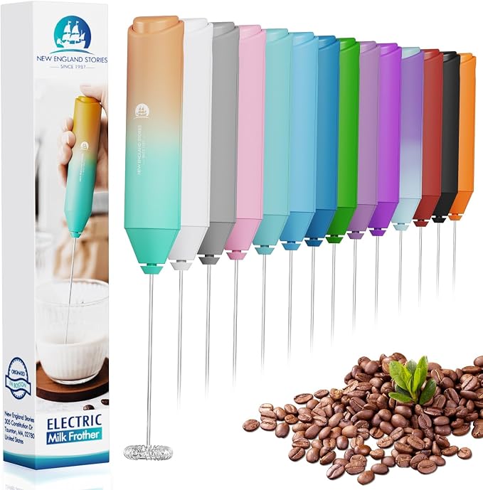 Powerful Milk Frother Handheld Foam Maker, Mini Whisk Drink Mixer by NewEnglandStories